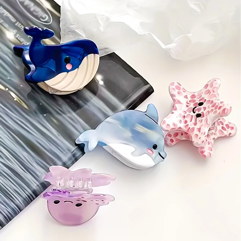 Acetate Ocean Animal Hair Clips for Women Non-Slip Summer Beach Accessories Crab Starfish Whale Multi-Pack Gifts image 5