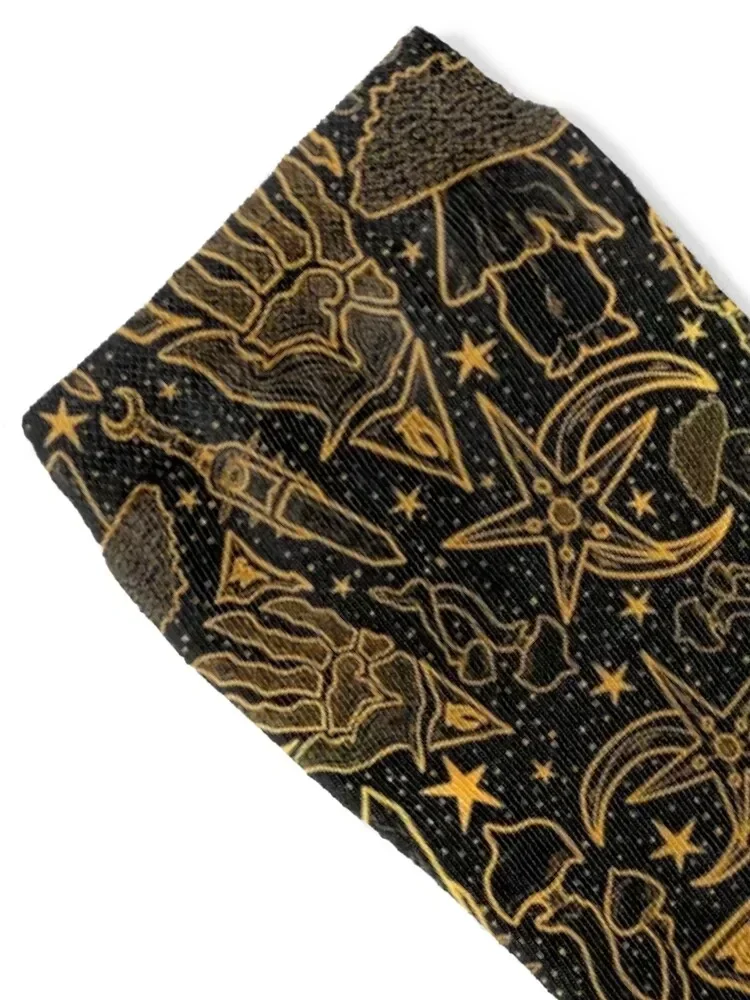 جوارب Nerevar's Incarnate Morrowind Gold Pattern GOTY Edition مستوحاة من المخطوطات Elder Online Fantasy RPG Dunmer Socks