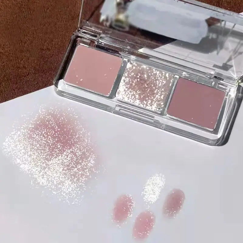 Driekleurige Oogschaduwplaat Wang Rood Nude Make-Up Oogschaduw Natuurlijke Matte Melkthee Met Een Hoge Kleurweergave Onzichtbaar