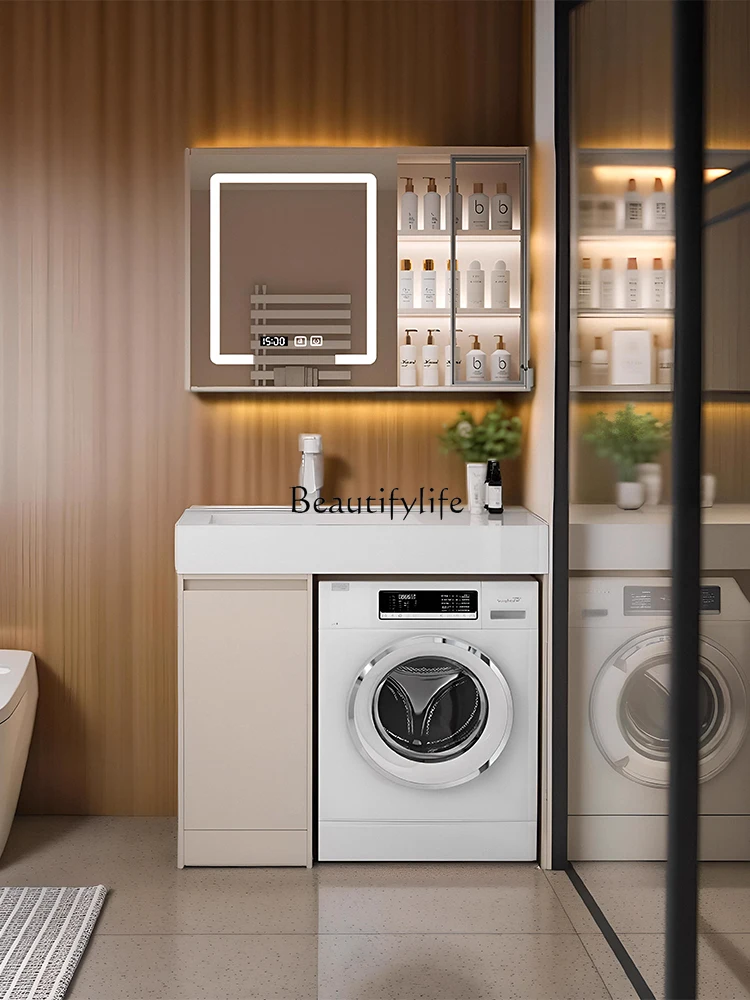 Washing Machine Cabinet Bathroom Stone Plate Integrated Bathroom Cabinet Laundry Tub Inter-Platform Basin Companion Cabinet