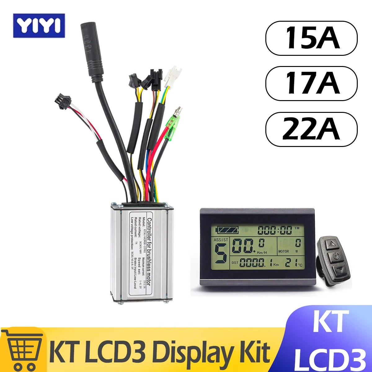 

Electric Bike KT Controller 15A 17A 22A with LCD3 Display Panel 36V 48V for Ebike Accessories электровелосип