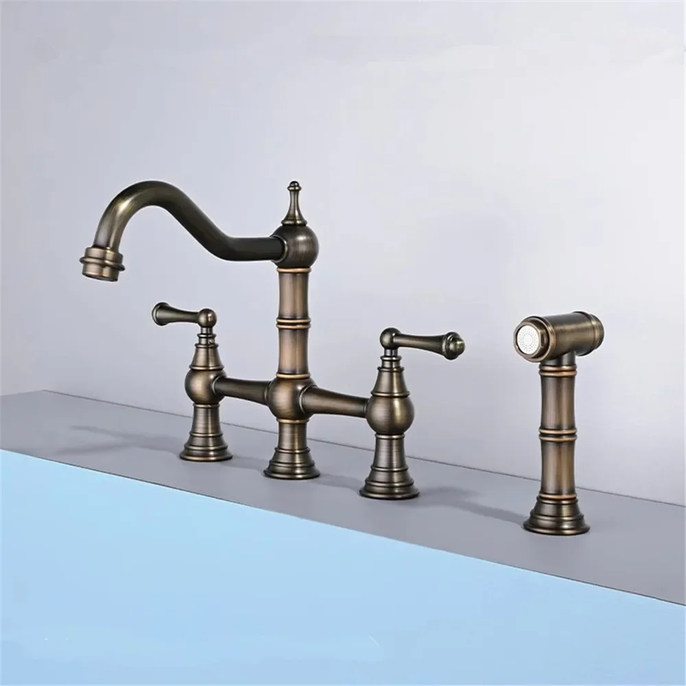 Red Bronze Kitchen Faucet with Hand shower Head Antique Bronze Pot Filler Tap Brushed Gold Hot Cold  Black Sink Tap Spout  Brass