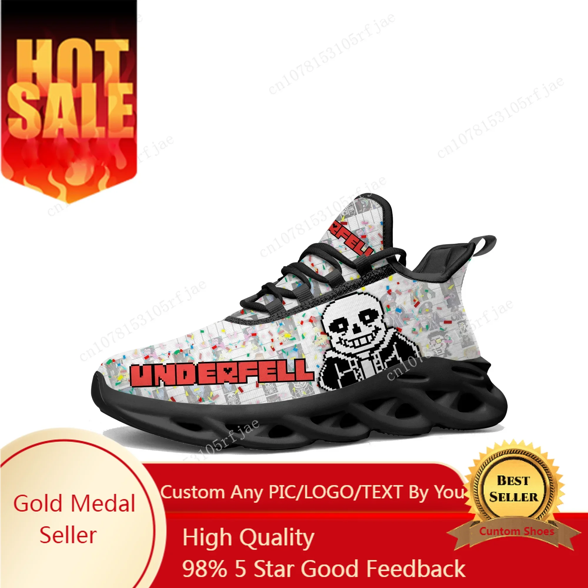 Cartoon Game Undertale Sans Skull Flats Sneakers Men Women Teenager Sports Running Shoes Tailor Made Lace Up Shoes
