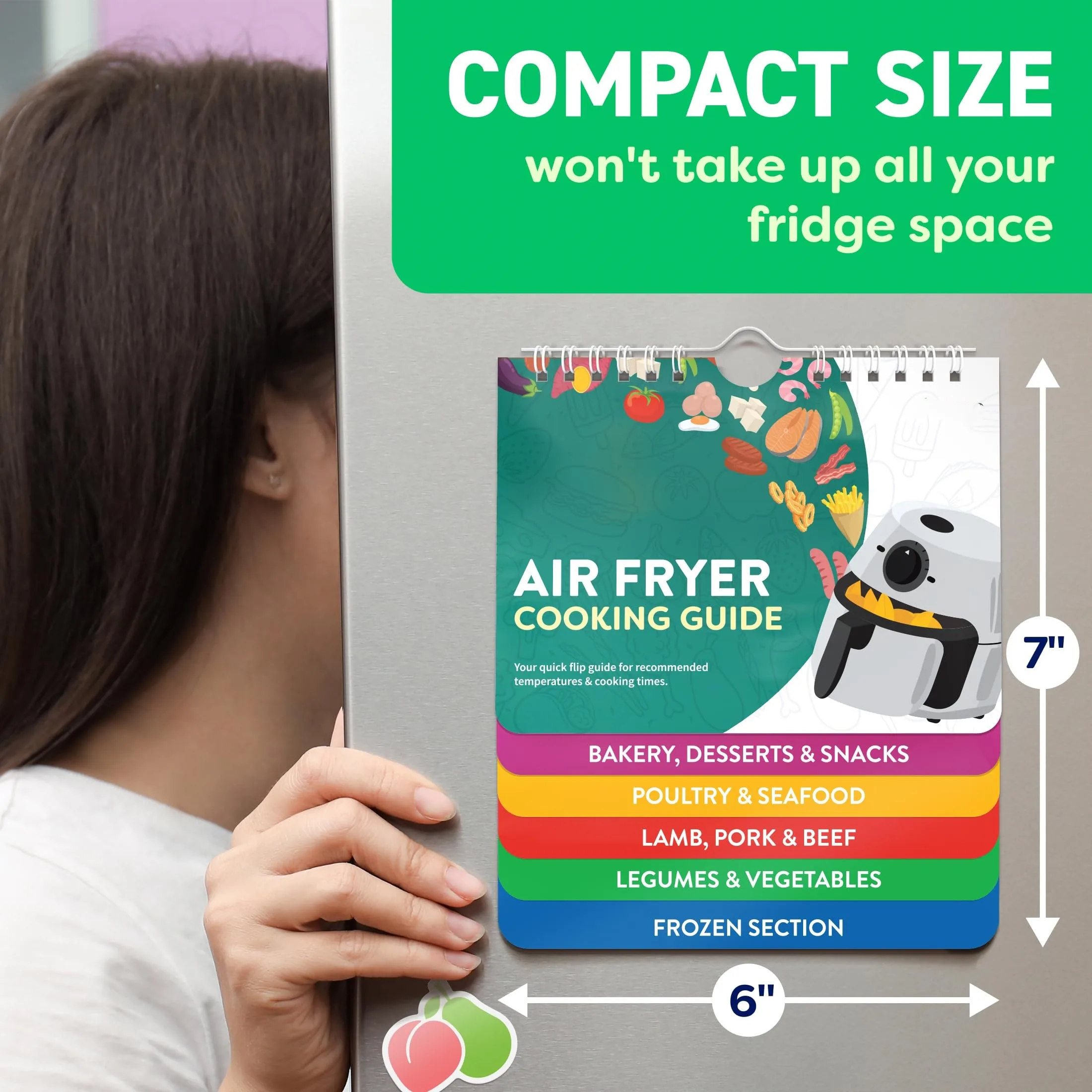 Air Fryer Cookbook Magnetic Cheat Sheet, Guide Booklet, Cookbooks Instant Accessories Oven Cooking Pot Temp Times Chart