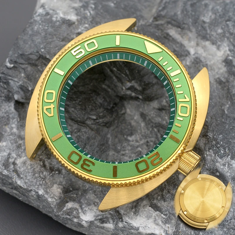 Gold Case Turtle Abalone Dive Men's Watch Case Fit Japan NH35 NH36A 7S 4R Movement Sapphire Crystal Stainless Steel 200m Waterp