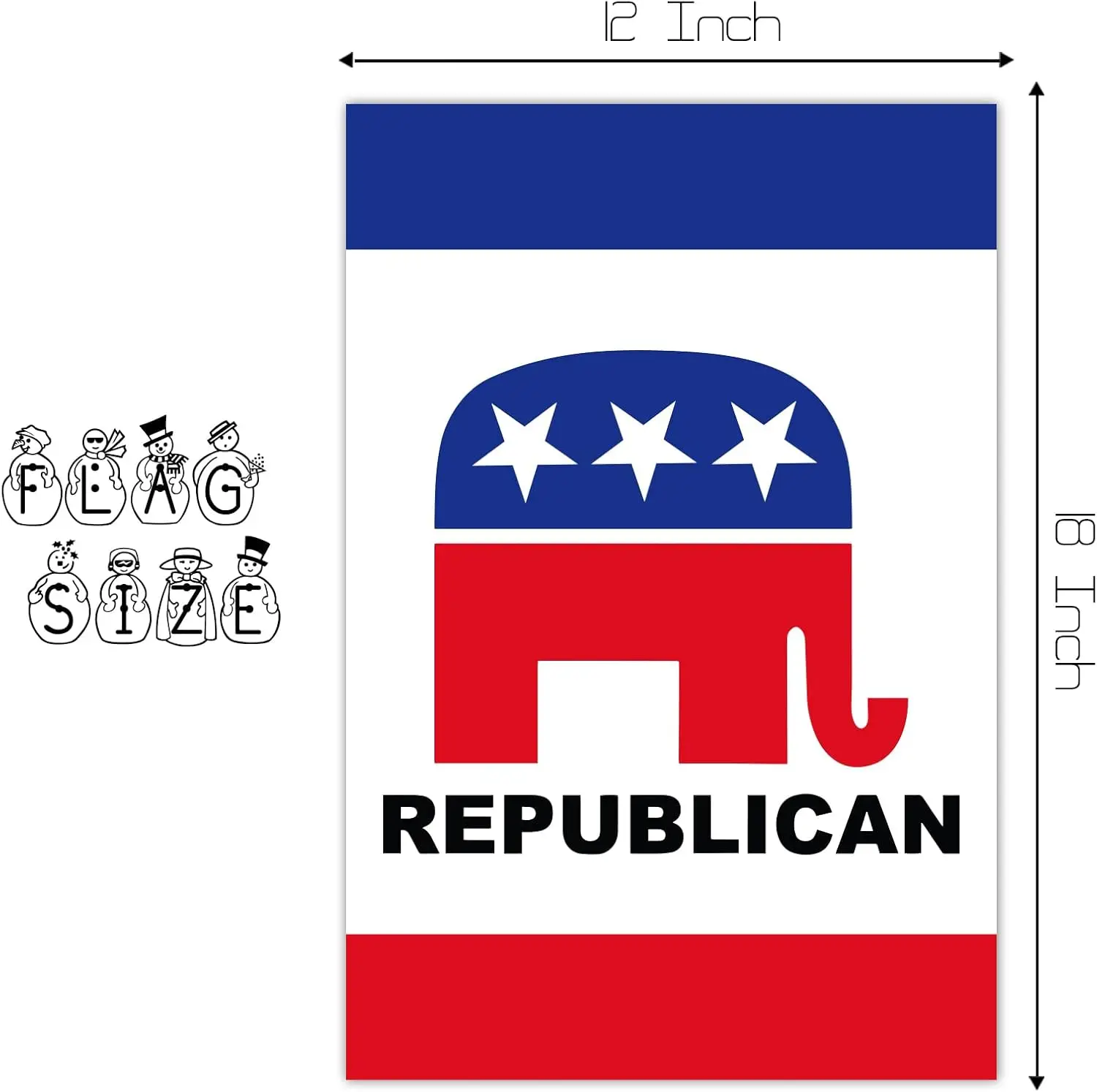 Republican Party New Garden Flag 12X18 inch Double Sided Flags White Elephant Garden Flags Vivid Color for Home Yard Festiva yyi