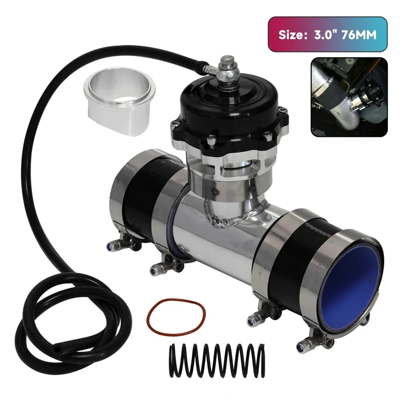 

3.0'' OD Flange Pipe Hose Kit 50mm 35PSI Boost V-Band Turbo Blow Off Valve Black/Blue/Red