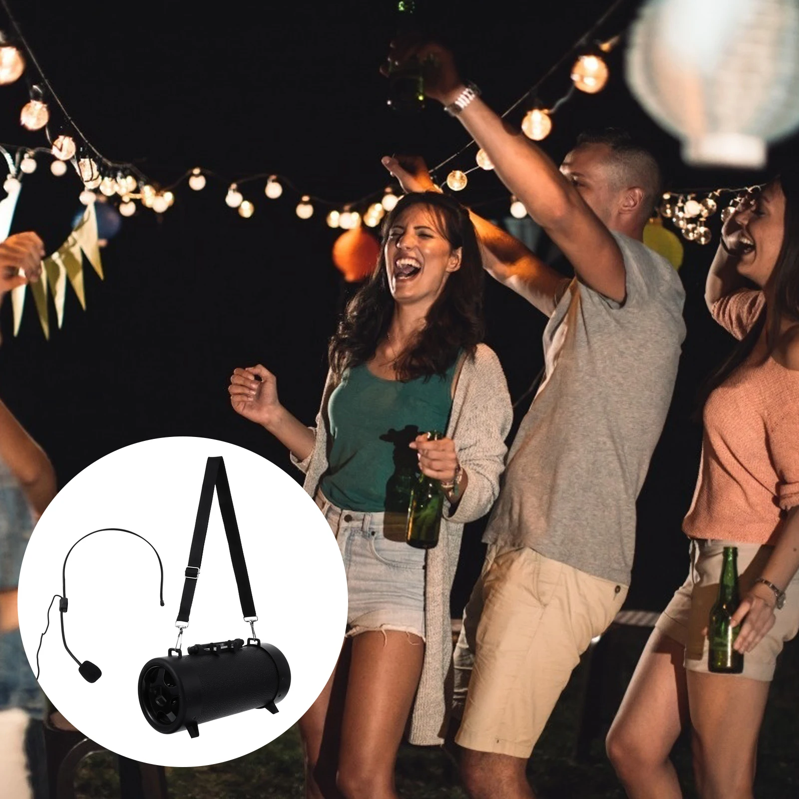 

Portable Speaker Plastic Wireless Outdoor Voice Box Stereo Black Multi functional Lightweight Durable