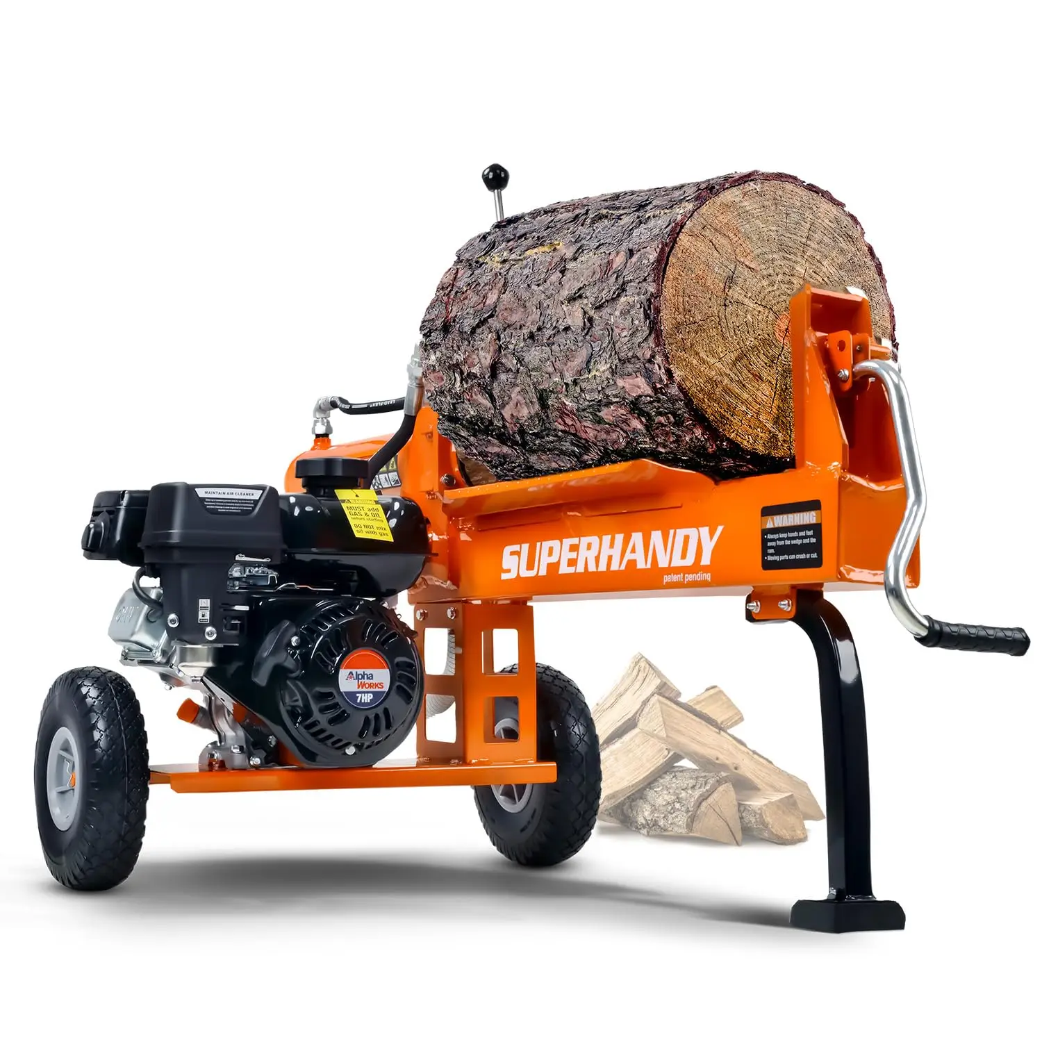 Log Splitter 20 Ton Gas Powered 7 HP Engine Automatic Wood Splitting Wedge Machine Commercial Quality for Fireplace Burning