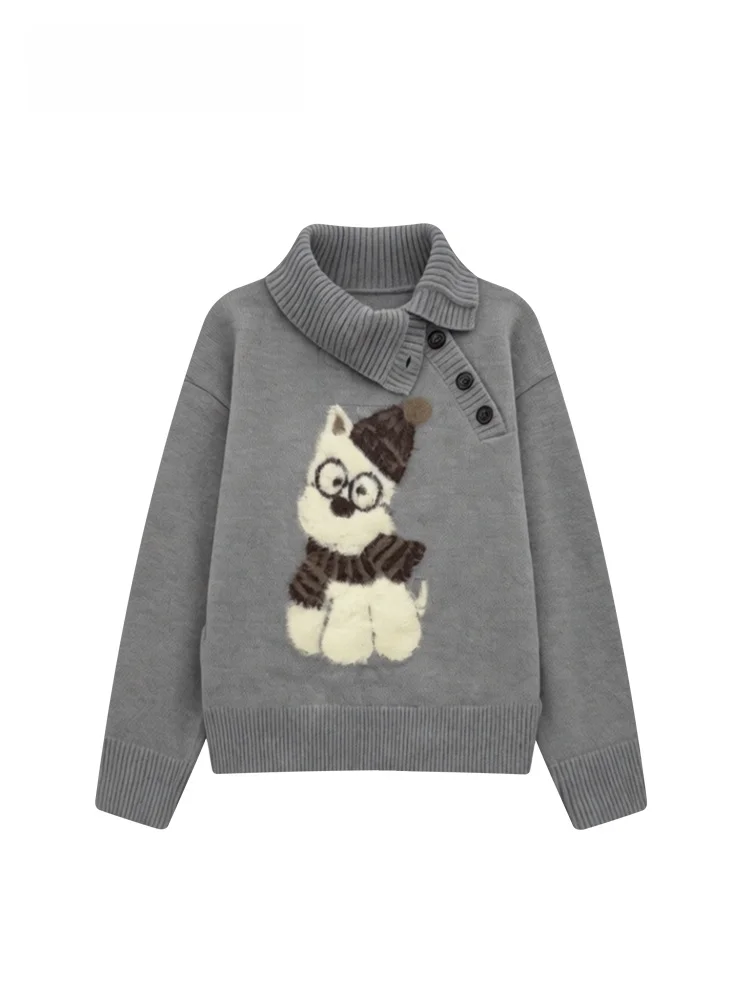 

Cara CLUB трикотаж больших размеров Long Sve с отложным воротником женский осенне-зимний винтажный ленивый утягивающий свитер из полиэфирного волокна