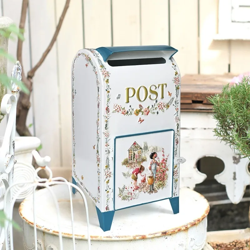 Garden Outdoor Decoration Standing Mailbox Wrought Iron Decorative Ornament Waterproof Three-dimensional Relief Decoração Decor