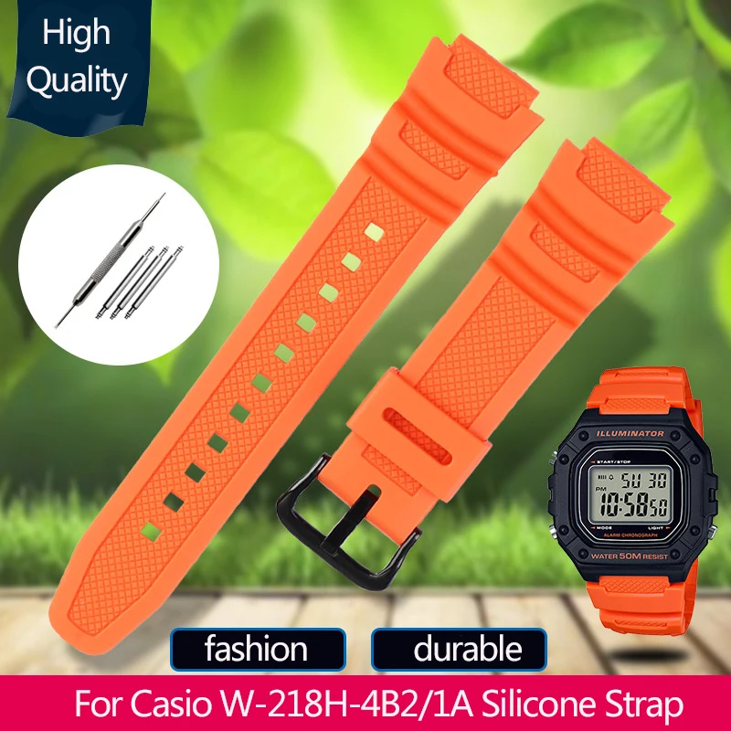 18mm Rubber Watchband For Casio Watch SGW-300H W-218H-4B2/1A AE-1200 W-735H AQ-S810W Waterproof Silicone Sport Bracelet Strap