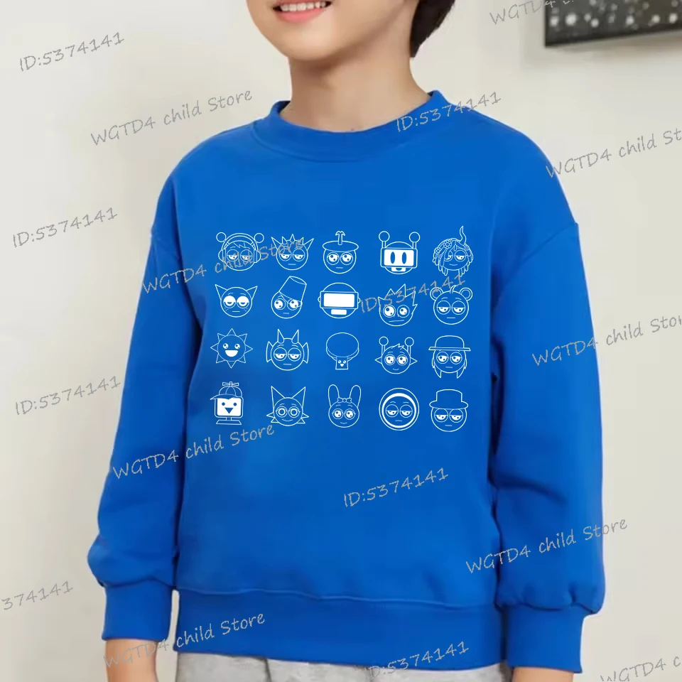 Funny Sprunki Boys Girls Luminous Pullover Horror Games Sweatshirt Fashion Sprunki Lovers Y2K Sudadera Cartoon Kids Clothing