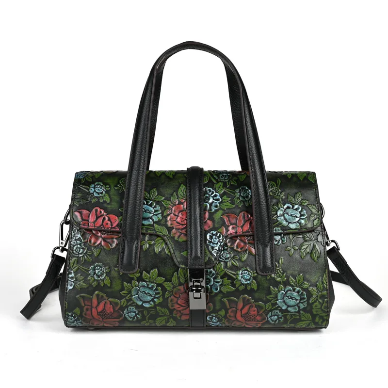 

Exquisite Embroidery 100 Cow Leather Handbags Shoulder Sac De Luxe Femme Luxury Bags For Women Casual Style