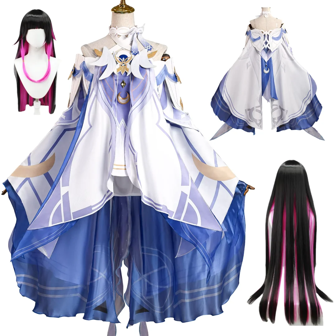 

Game Genshin Impact Columbina Cosplay Costume Wig Halloween Carnival Party Clothes