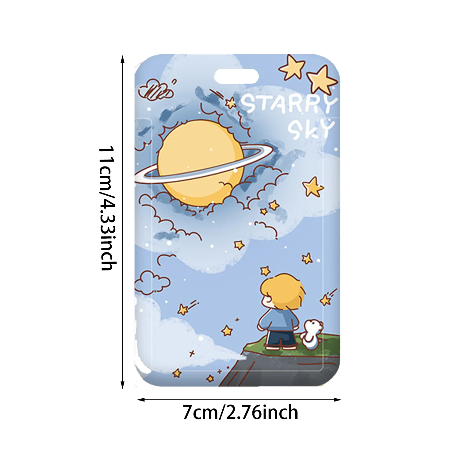 Cute Cartoon Starry Sky Card Holder For Women Men Girls Boys ID Credit Bank ABS Plastic Card Protective Cover With Keychain