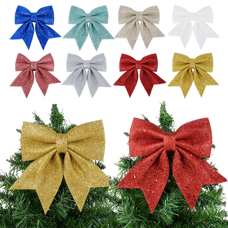 

1PC Christmas Sparkling Large Bows Ribbon Bowknot Xmas Tree Hanging Ornaments Christmas Party Bowknot Home Decoration Supply﻿﻿﻿﻿