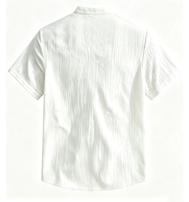 2026 Neues Herren Kurzarm Henley-Shirt mit Stehkragen und Tasche, Locker Geschnitten, Sommer Strand Alltags-Freizeitoberteil – Detail 8