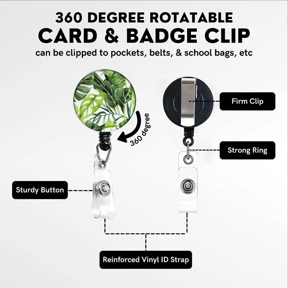 Cute Badge Holder Retractable Reel Clip Badge Holder Ideal for Nurses Teachers Students Badge Holder with Lanyard