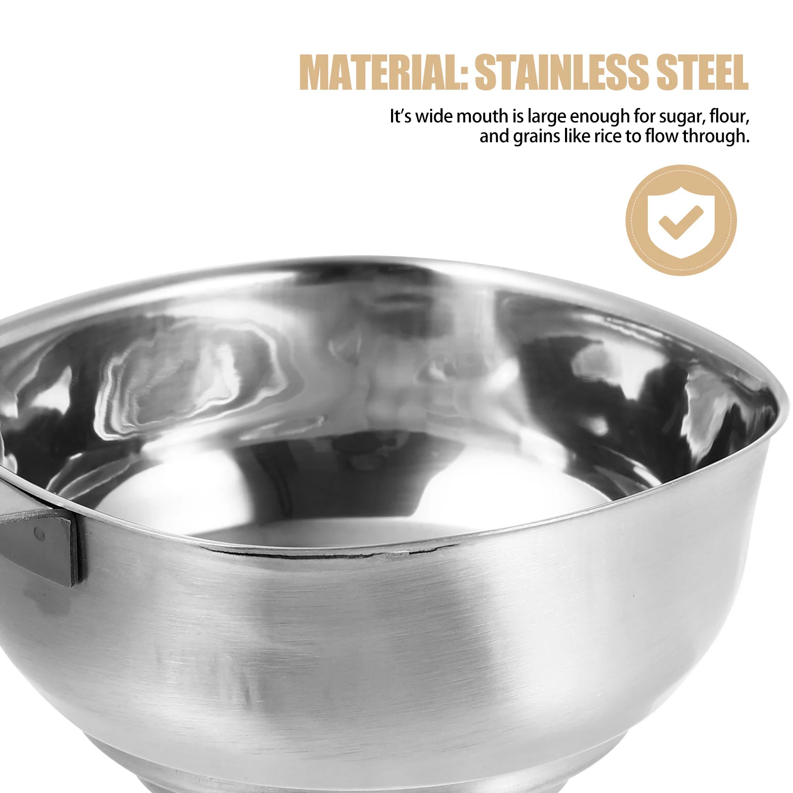 قمع مربع عريض الفم من الفولاذ المقاوم للصدأ الفاخر لنقل زيت المربى رقم مع مقبض أداة المطبخ للاستخدام المنزلي