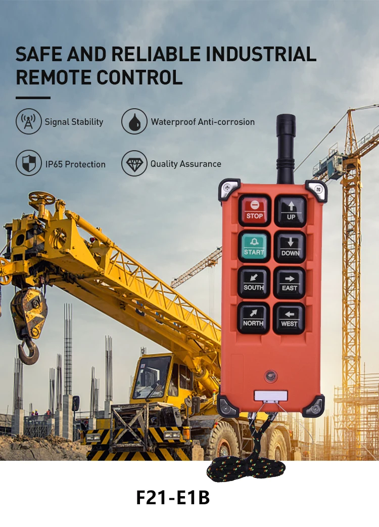 F21-E1B 6-Tasten Industrielle Drahtlose Funkfernbedienung für Kräne, Schalter für Hebezeuge und Brückenkran-Steuerung – Detail 2