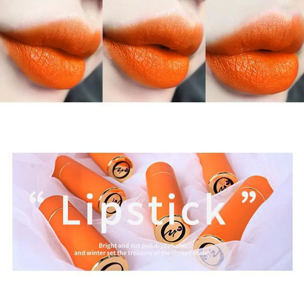 Rossetto arancione impermeabile rossetti opachi di lunga durata rossetto smalto per labbra trucco cosmetico in velluto resistente alle labbra tinta Sexy Q7H9