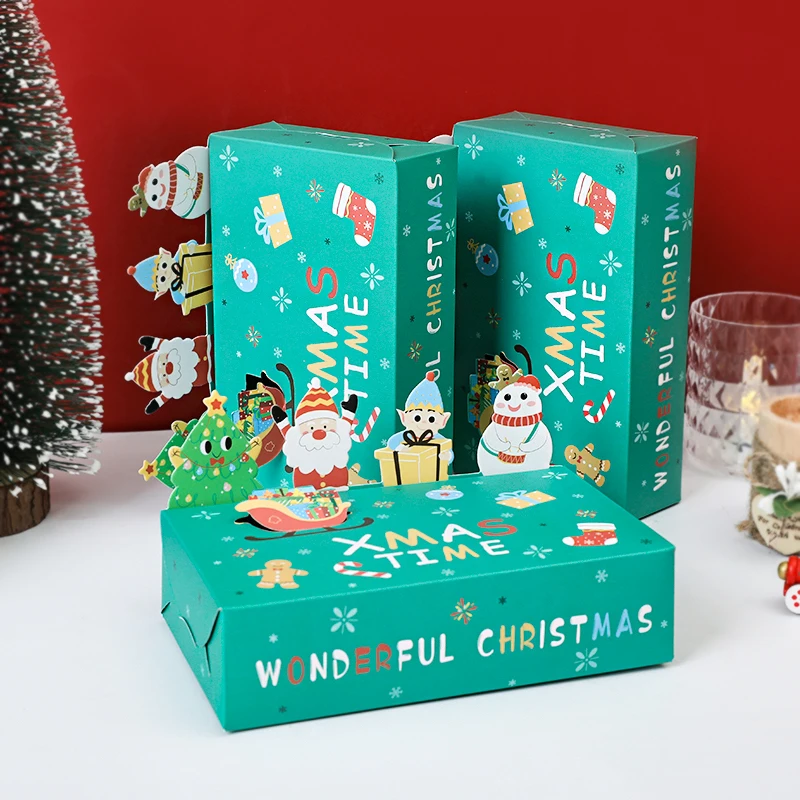 10 Stück Frohe Weihnachten Kraftpapier Geschenkbox Niedlicher Weihnachtsmann Elch Keks-Geschenkverpackungstüten Frohes Neues Jahr Navidad 2025