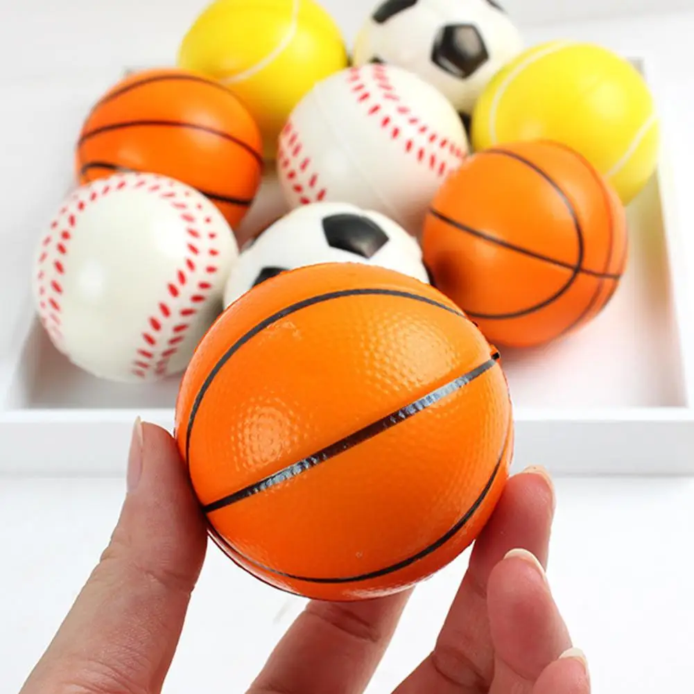 Children Soft Football Basketball Baseball Tennis Toys Foam Sponge Decompression Vent Stress Ball Finger Exercise Squeeze Balls