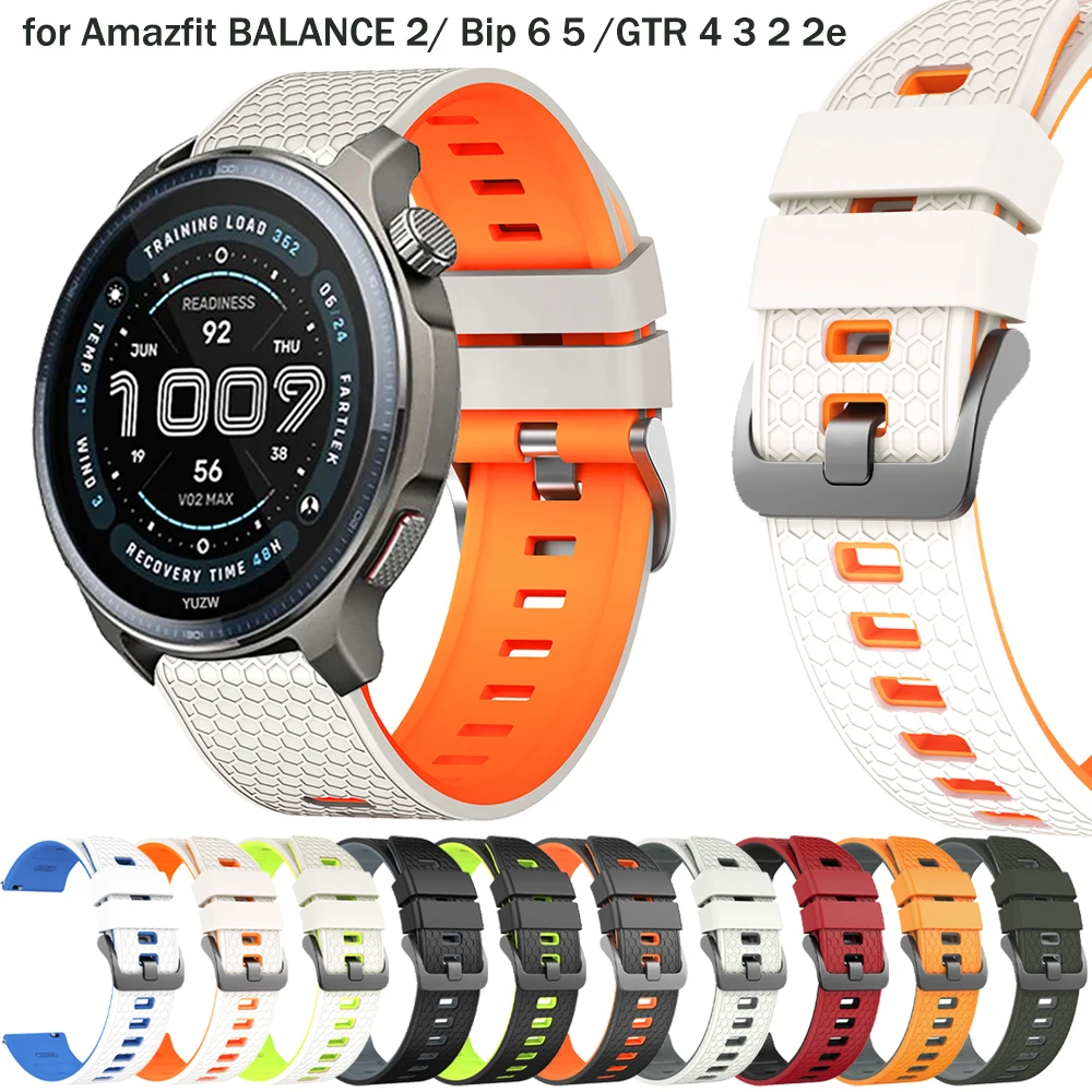 Bracelet de montre intelligente 22mm pour Amazfit Balance 2 GTR 4/3/2 46mm Bracelet de sport en Silicone pour Amazfit Bip 6 5 UNITY Stratos 3 2S bande