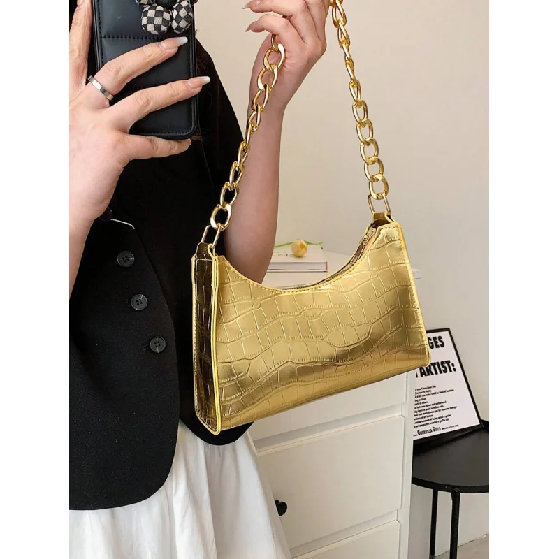 

New Fashion One Shoulder Underarm PU Leather Alligator Embossed Bag