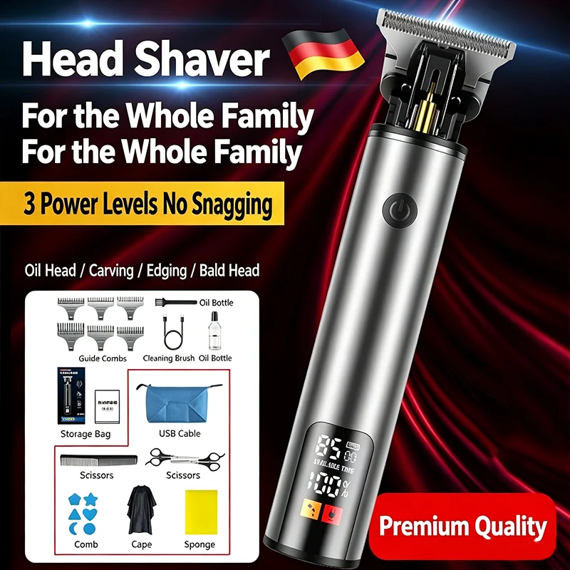 Electric Hair Clipper for Home Use, Hair Salon Specific Oil Head Carving Hair Clipper, Shaving Head Divine Tool