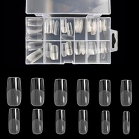 Square Nail Tips 120 Pcs Artificial Full Cover Soft Clear Gel Tips 12 Sizes Sharp False Nails for Nail Extension