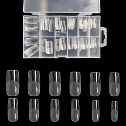 Square Nail Tips 120 Pcs Artificial Full Cover Soft Clear Gel Tips 12 Sizes Sharp False Nails for Nail Extension