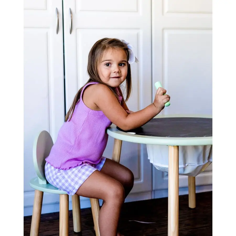 مجموعة طاولات وكراسي للأطفال، طاولة لعب خشبية للأطفال مع كرسيين، طاولة مستديرة للأطفال الصغار، مناسبة لغرفة النوم وغرفة اللعب أ #4