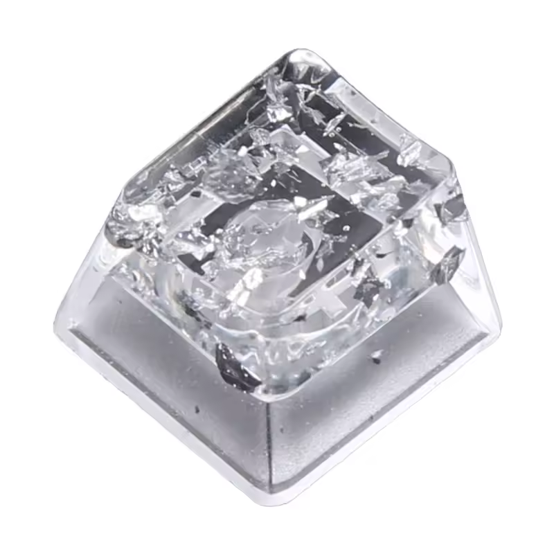 1PCS Handmade Customized Keycap Resin Personality Transparent Silver Foil OEM Profile R4 Keycap for Gaming Keyboard MX Axis