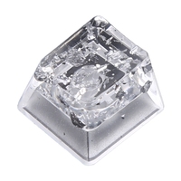 1PCS Handmade Customized Keycap Resin Personality Transparent Silver Foil OEM Profile R4 Keycap for Gaming Keyboard MX Axis