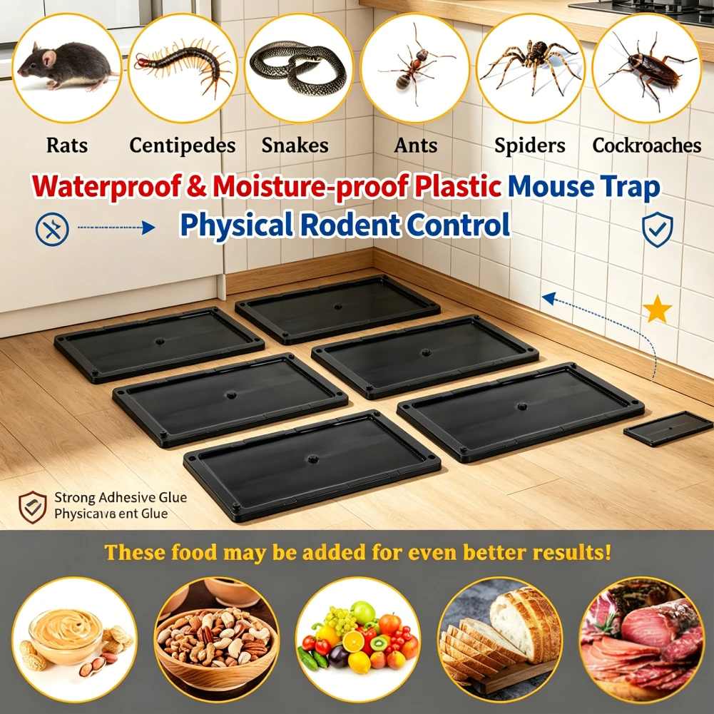 Wasserdichte Kunststoff-Klebefalle für Mäuse, Starke Klebrige Platten für Ratten, Schlangen, Insekten, Innen- und Außenbereich, Effektives Physikalisches Kontrollwerkzeug