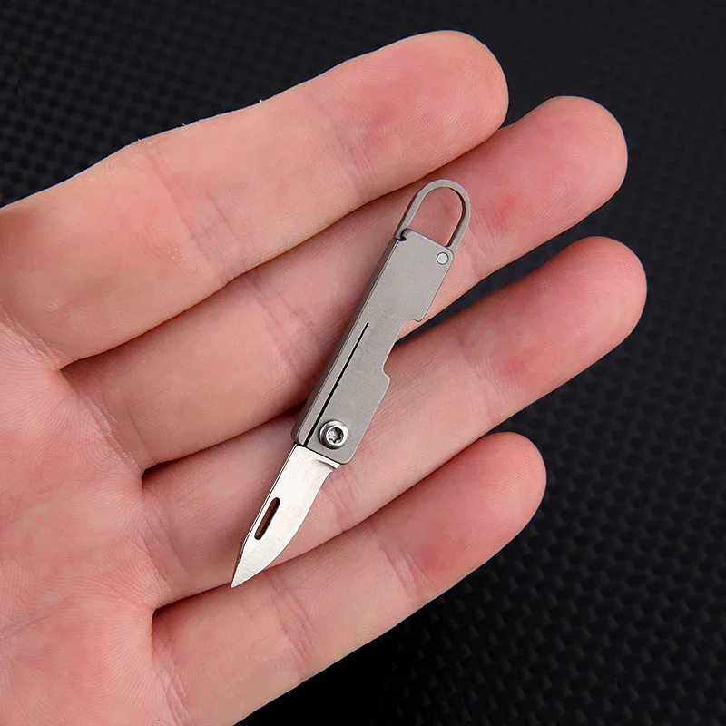 Titanium Alloy Mini Knife Keychain Pendant, Portable Unboxing, Sharp Mini Folding Knife