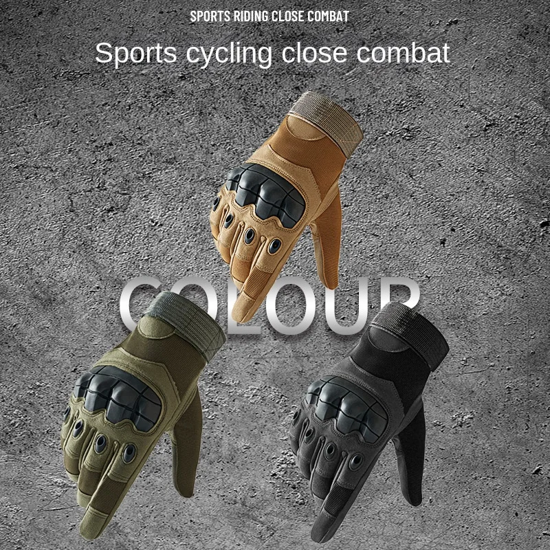 Outdoor Full Finger Gloves Men's Soft Shell Protective Sport Climbing Riding Anti-Skid Protective Touch Screen Gloves