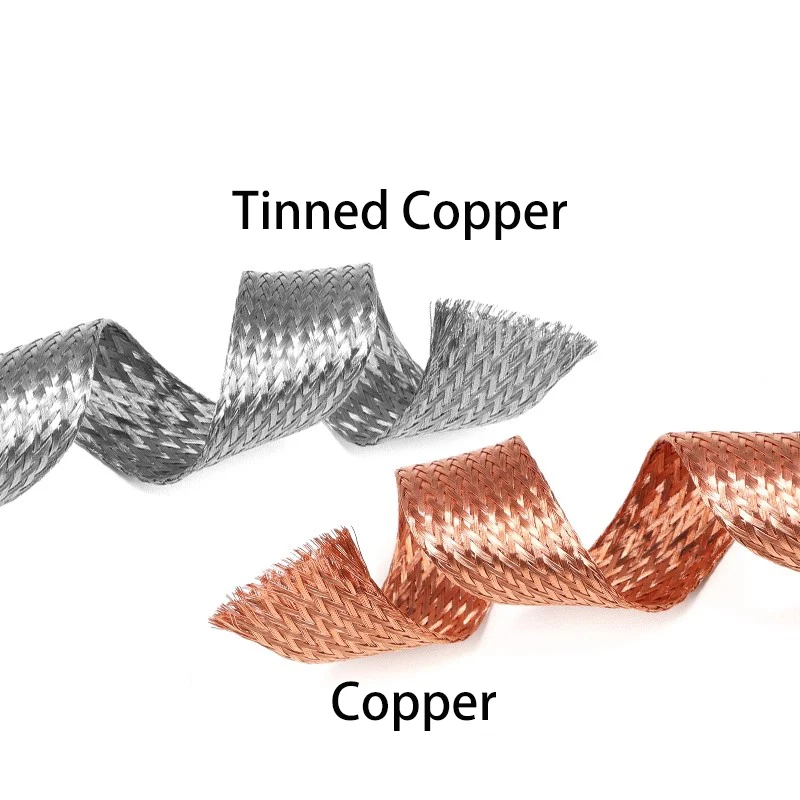 1M/2M/5M Tinned Plating Copper Braided Sleeve Strap 2mm ~ 40mm Expandable Metal Sheath Screening Signal Wire Cable Shielded