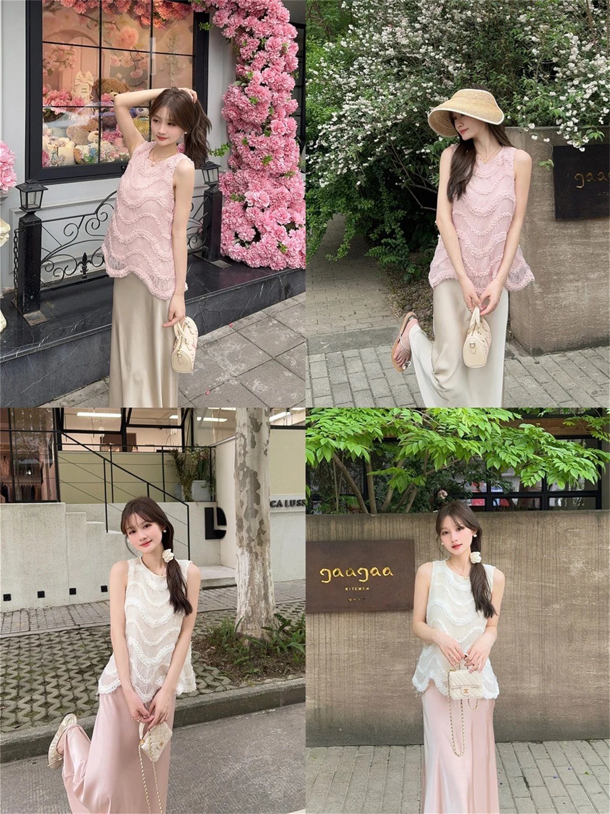 

Французский кружевной топ без рукавов с волнистым краем, короткий, с круглым вырезом, для женщин, мода лето 2025