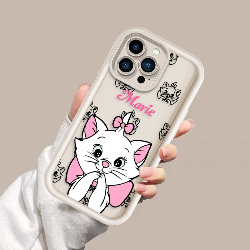 Art Disney Marie Cat For Apple iPhone 15 14 13 12 11 Mini XS XR X 8 7 Pro Max Plus Soft Eye Ladder Phone Case