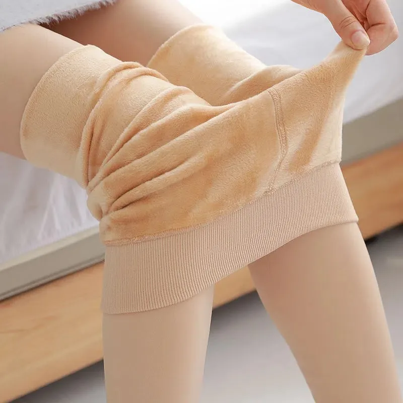

Winter Thickened Fleece Leggings Women's Bare Leg Beauty Water Light Socks Meat Color Pantyhose Warm Outdoor Pants Slimming