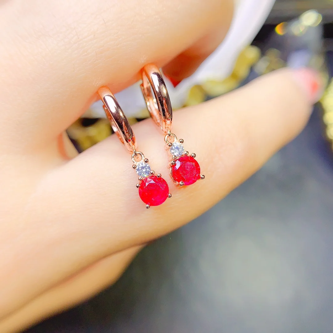 

Ruby Women's Wedding earrings 925 sterling Silver earrings Certified Earrings Luxury Women's Jewelry Free shipping Gemstones