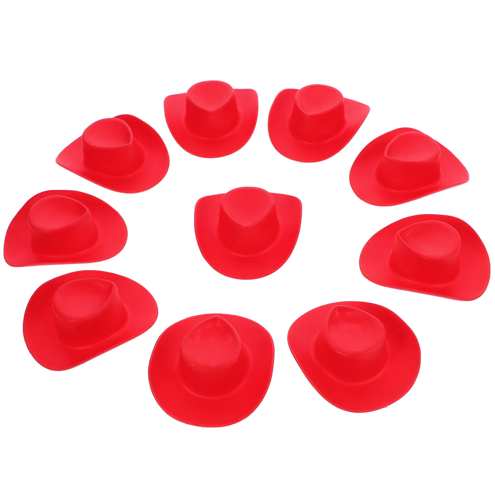 

10 Pcs Toy Hat Plastic Small Miniature Hats for Crafts Red Cowboy Delicate