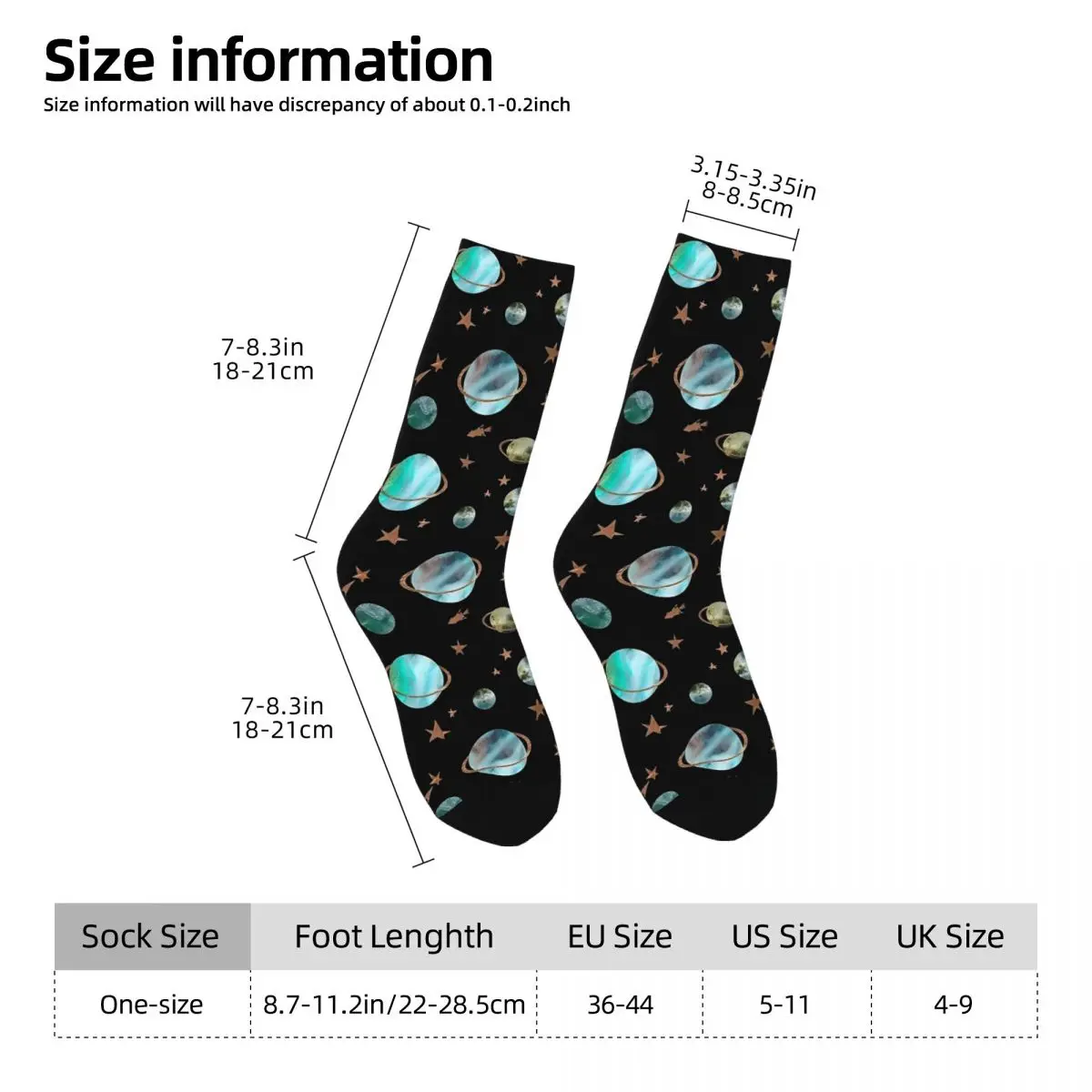 Space Planet And Golden Stars Watercolor Drawing Stockings Adults Men Socks Socks Spring Outdoor Sports Anti Slip Socks Gift