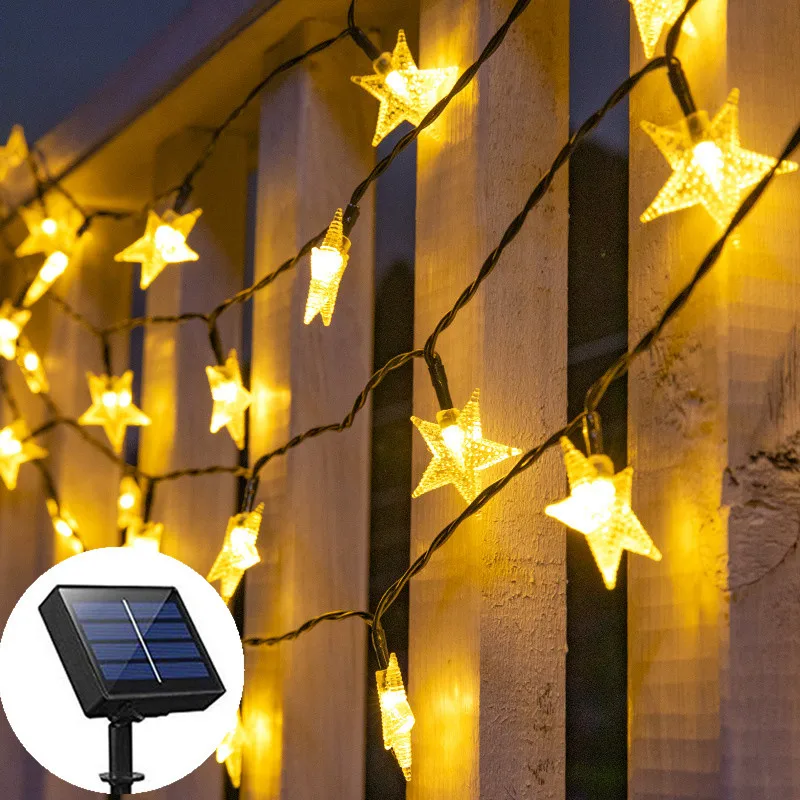 Solar Star LED String Lights Holiday Outdoor 8 Modes Lighting Garden Christmas Tree Wedding Party Inner Court Street Decoration
