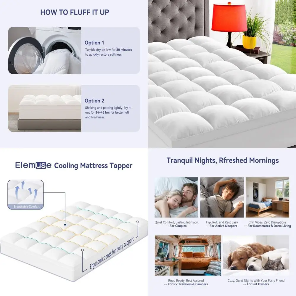 

Роскошный плюшевый наматрасник для облегчения спины, очень толстая наволочка с глубоким карманом, альтернатива с мягким пухом