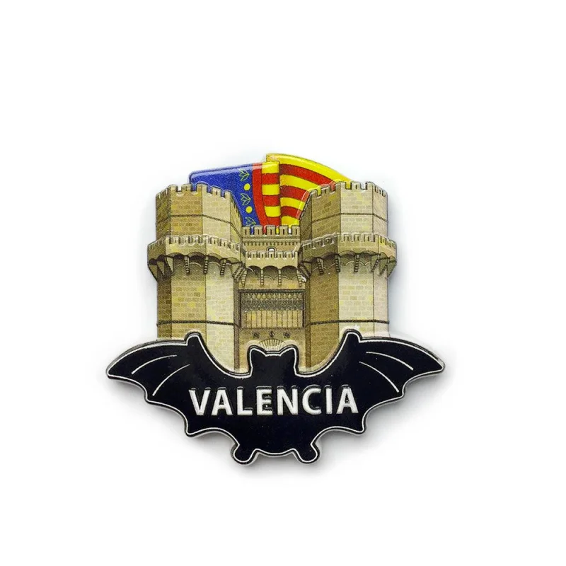 

Spain Valencia 3D Resin Fridge Magnet - City Gate & Bat Symbol Souvenir Imanes Nevera Home Decor