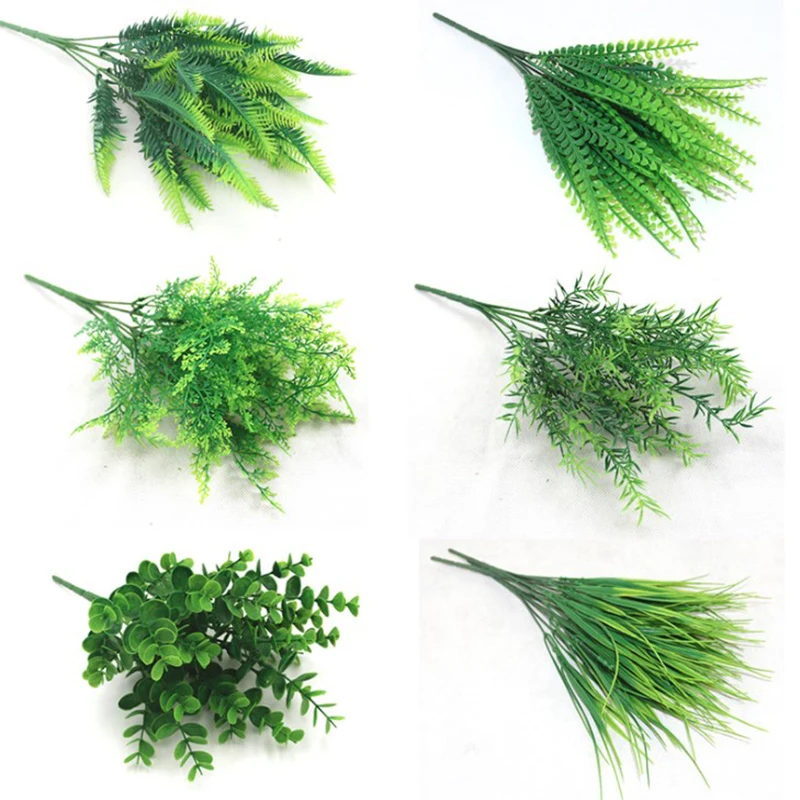 Artificial Plants Fake Leaf Foliage Bush Home Office Garden Wedding Decors